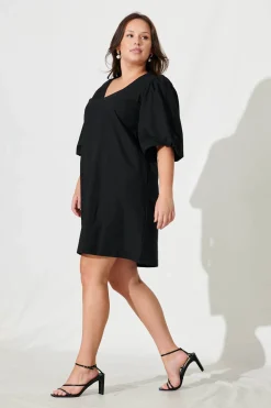 Clearance Ashlynn Dress In Black Cotton Dresses|Casual