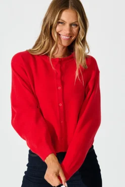 Sale Astrid Knit Cardigan In Red Wool Blend Knitwear|Knitwear