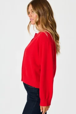 Sale Astrid Knit Cardigan In Red Wool Blend Knitwear|Knitwear