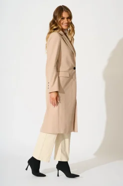 Clearance Athena Coat in Light Blush Herringbone Outerwear|Outerwear