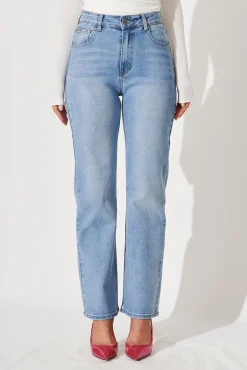 New Atwood High Rise Relaxed Leg Jean In Light Blue Denim Bottoms|Pants