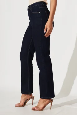 Hot Atwood High Rise Relaxed Leg Jean In Dark Blue Denim Bottoms