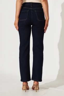 Hot Atwood High Rise Relaxed Leg Jean In Dark Blue Denim Bottoms