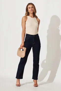 Hot Atwood High Rise Relaxed Leg Jean In Dark Blue Denim Bottoms