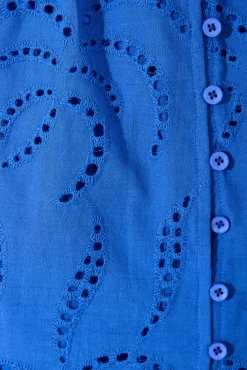 Outlet Aurelia Dress In Cobalt Blue Cotton Broderie Dresses|Casual