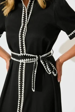 Discount Aurora Midi Shirt Dress In Black With White Contrast Stitch Dresses|Casual