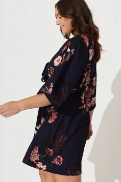 Outlet Ava Dress In Navy With Pink And Blush Floral Dresses|Casual