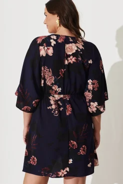 Outlet Ava Dress In Navy With Pink And Blush Floral Dresses|Casual