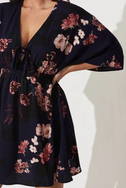 Outlet Ava Dress In Navy With Pink And Blush Floral Dresses|Casual