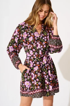 Discount Avalon Dress in Black Multi Floral Dresses|Casual