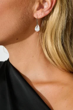 New Avis Hook Earrings in Silver with Diamante Jewellery