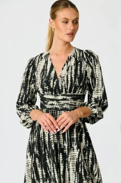 Sale Azalea Maxi Dress in Black with Cream Print Dresses|Party