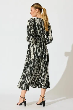 Sale Azalea Maxi Dress in Black with Cream Print Dresses|Party