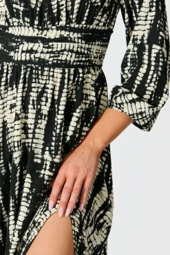 Sale Azalea Maxi Dress in Black with Cream Print Dresses|Party