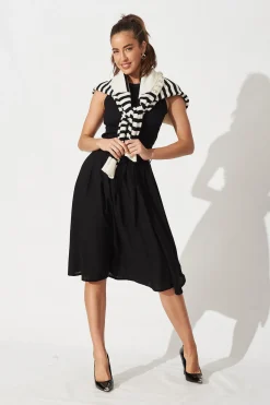 Sale Bailey Midi Skirt In Black Linen Bottoms|Skirts & Shorts