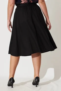 Sale Bailey Midi Skirt In Black Linen Bottoms|Skirts & Shorts