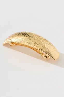 Clearance Barry Barrette Hair Clip in Textured Gold Hair Accessories