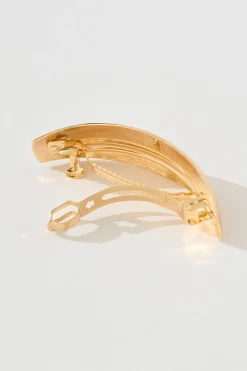 Clearance Barry Barrette Hair Clip in Textured Gold Hair Accessories