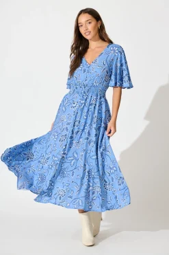 Online Beatrice Maxi Dress in Blue Floral Dresses|Casual