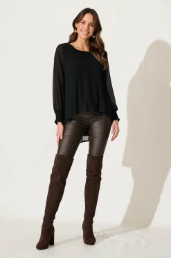 Sale Beau Top In Black Chiffon Tops