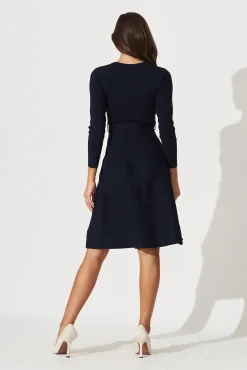 Hot Bensaidy Midi Knit Dress In Navy Dresses|Knitwear