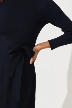 Hot Bensaidy Midi Knit Dress In Navy Dresses|Knitwear