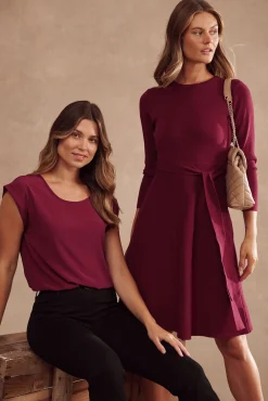 Best Bensaidy Midi Knit Dress In Wine Dresses|Knitwear