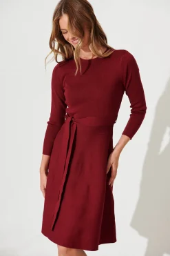 Best Bensaidy Midi Knit Dress In Wine Dresses|Knitwear