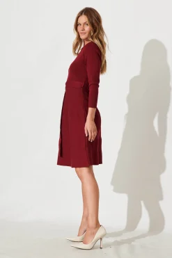 Best Bensaidy Midi Knit Dress In Wine Dresses|Knitwear
