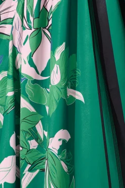 Clearance Bernadette One Shoulder Midi Dress In Emerald Print Satin Dresses|Party