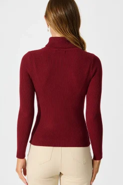 Fashion Bernice Knit Top in Wine Tops