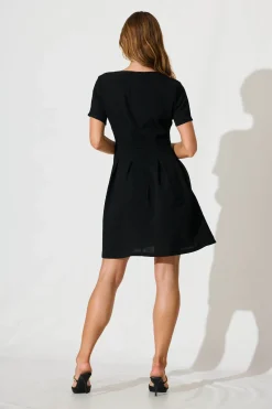 Online Beth Dress In Textured Black Dresses|Casual