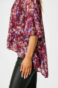 New Bettina Top in Wine Floral Plisse Tops|Workwear