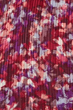 New Bettina Top in Wine Floral Plisse Tops|Workwear