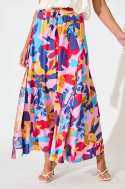 Online Bilboa Maxi Skirt in Bright Multi Leaf Print Bottoms|Skirts & Shorts