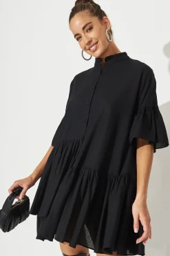 Best Blaire Smock Dress In Black Cotton Blend Dresses|Casual