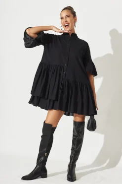 Best Blaire Smock Dress In Black Cotton Blend Dresses|Casual