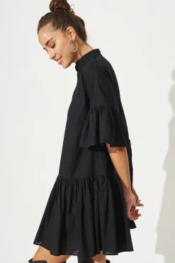 Best Blaire Smock Dress In Black Cotton Blend Dresses|Casual