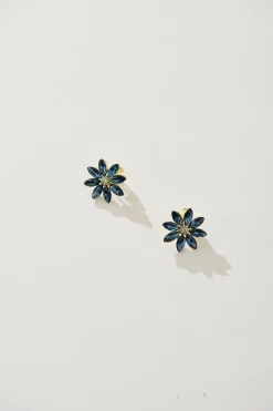 Best Bloom Clip On Earrings in Navy Stones Jewellery
