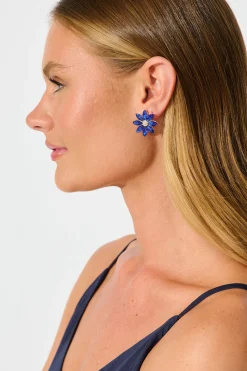 Best Bloom Clip On Earrings in Navy Stones Jewellery