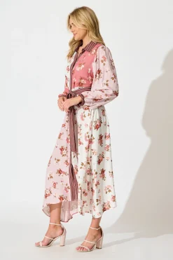 Online Blossom Kisses Maxi Shirt Dress in Pink and Blush Floral Dresses|Casual