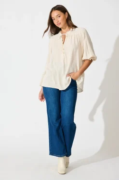 Clearance Bonnie Top in Ivory Linen Blend Tops