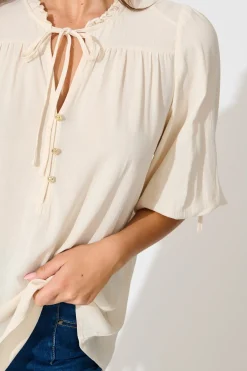 Clearance Bonnie Top in Ivory Linen Blend Tops