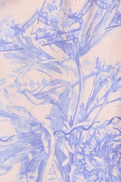 Sale Botanical Bliss Shirt Dress in Blush with Blue Linen Blend Dresses|Party