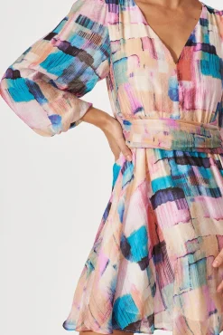 Sale Bribie Dress In Purple With Blue Multi Print Dresses|Party