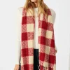 New Brooklyn Oversized Knit Scarf In Wine Check Knitwear|Knitwear