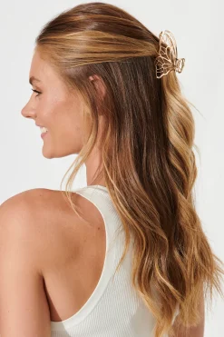 Clearance Butterfly Metal Hair Claw In Gold Hair Accessories
