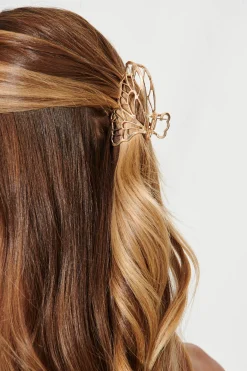 Clearance Butterfly Metal Hair Claw In Gold Hair Accessories