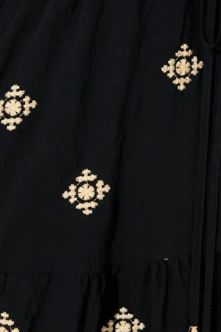 New Byron Dress in Black with Cream Embroidery Dresses|Casual