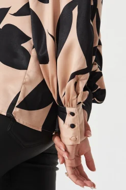 New Callia Shirt In Brown With Black Print Tops|Party & Occasion
